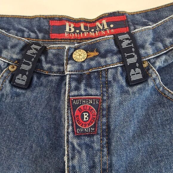 Vintage Bum Equipment Denim Blue Jean Shorts High Rise 90s Y2K Women's Size 27" - Picture 2 of 12
